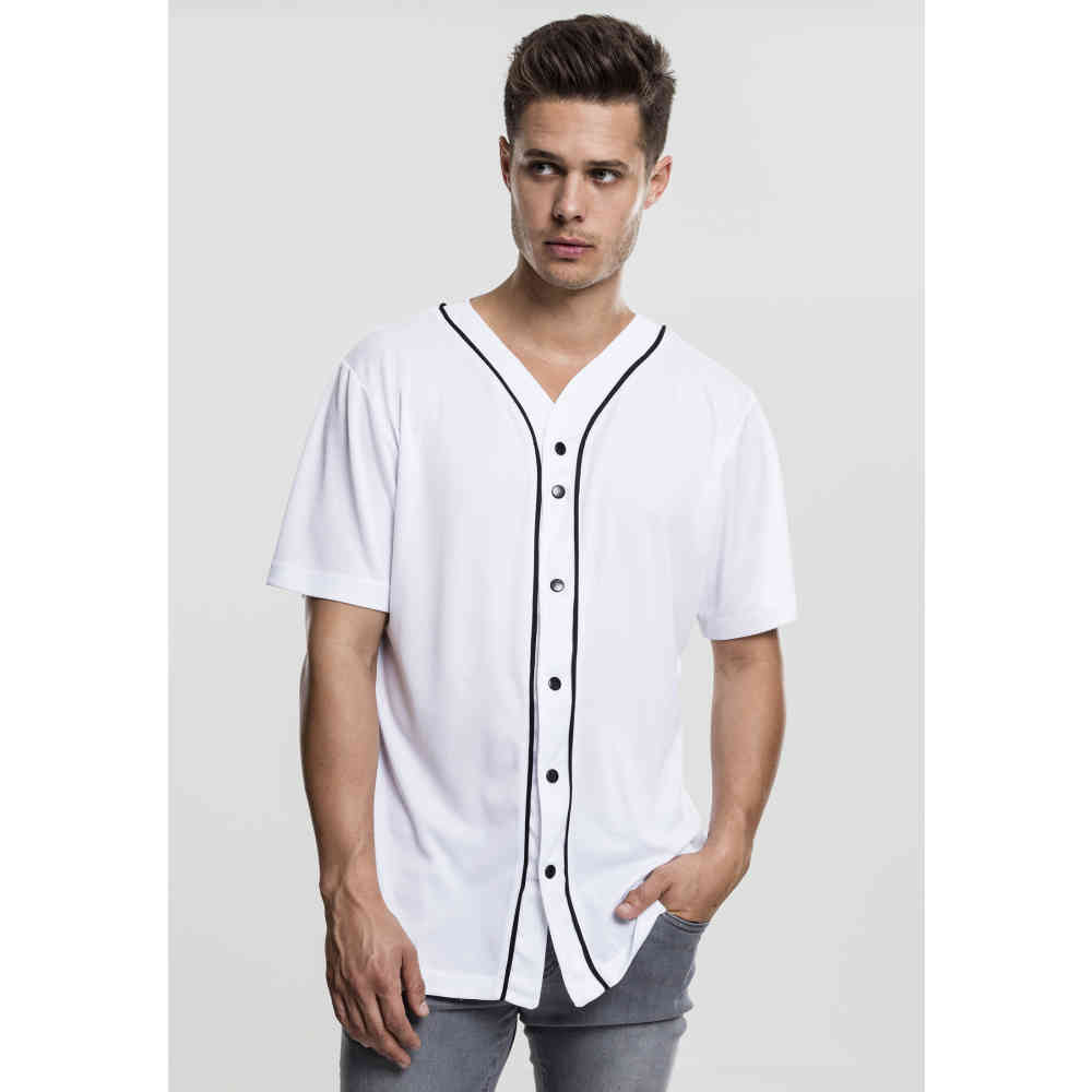 Urban Classics - Baseball Mesh Shirt - Blanc/Noir